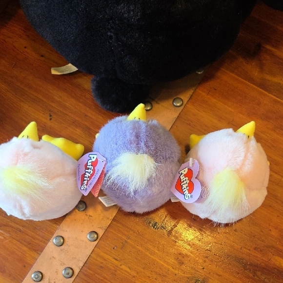Puffkins By Swibco Set Of 3 Fluffy Chicks 2-Pink Chirps, 1 Purple Chickity - Picture 4 of 6